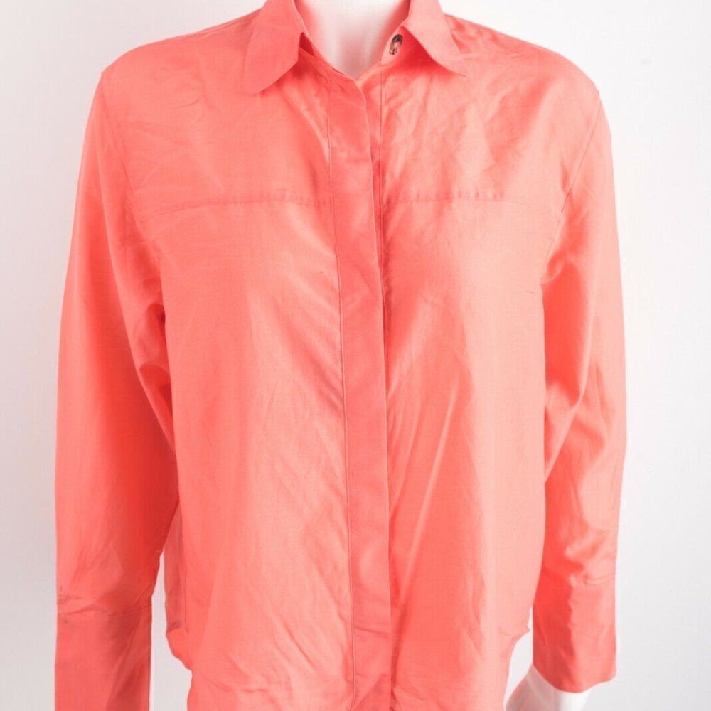 Massimo Dutti Womens Plain Cotton Silk Shirt US 2